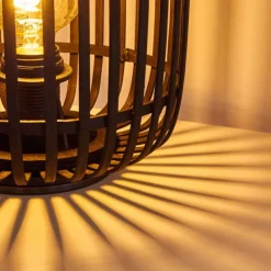 Style Boho-Chic-hofstein Lampe de table Mongolei Noir, 1 lumière