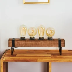 Lampes Vintages & Rétros-hofstein Lampe de table Montgomery Bois clair, Noir, 4 lumières