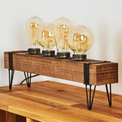 Lampes Vintages & Rétros-hofstein Lampe de table Montgomery Bois clair, Noir, 4 lumières