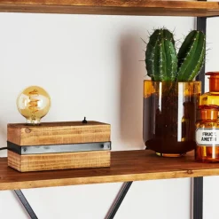 Lampes Industrielles-hofstein Lampe de table Montgomery Bois foncé, Noir, 1 lumière