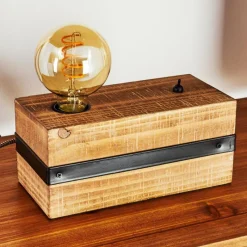 Lampes Industrielles-hofstein Lampe de table Montgomery Bois foncé, Noir, 1 lumière