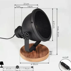 Luminaires Scandinaves-hofstein Lampe de table Ogho Bois foncé, Noir, 1 lumière