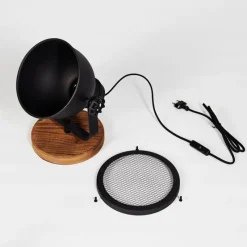 Luminaires Scandinaves-hofstein Lampe de table Ogho Bois foncé, Noir, 1 lumière