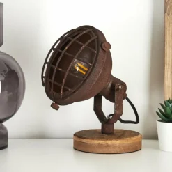 Lampes Industrielles-hofstein Lampe de table Onsala Bois foncé, Rouille, 1 lumière