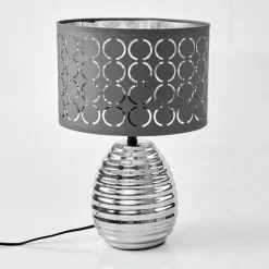 Lampes En Tissu-hofstein Lampe de table Osorno Chrome, Noir, 1 lumière