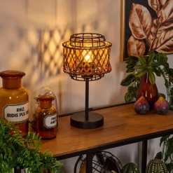 Style Boho-Chic-hofstein Lampe de table Otta Noir, 1 lumière
