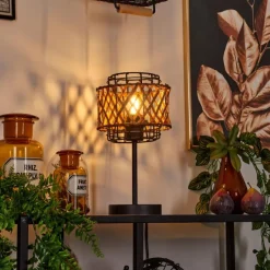 Style Boho-Chic-hofstein Lampe de table Otta Noir, 1 lumière