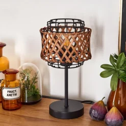 Style Boho-Chic-hofstein Lampe de table Otta Noir, 1 lumière