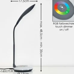 hofstein Lampe de table Paphos LED Noir, 1 lumière, Changeur de couleurs