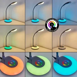 hofstein Lampe de table Paphos LED Noir, 1 lumière, Changeur de couleurs