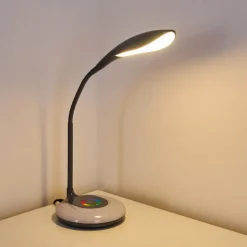 hofstein Lampe de table Paphos LED Noir, 1 lumière, Changeur de couleurs