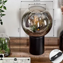 Suspension Verre Fumé-hofstein Lampe de table Pascal Noir, 1 lumière