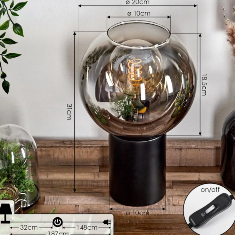 Suspension Verre Fumé-hofstein Lampe de table Pascal Noir, 1 lumière