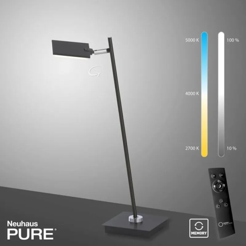Luminaires Paul Neuhaus Lampe de table Paul Neuhaus PURE-MIRA LED Noir, 1 lumière, Télécommandes* Éclairage Led