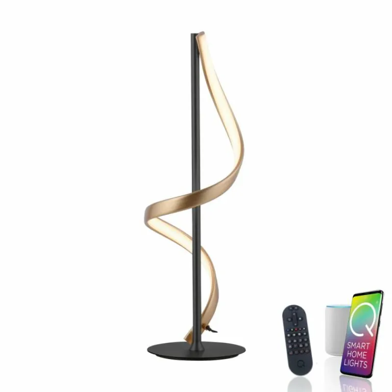 Paul Neuhaus Q-Serie Lampe de table Paul Neuhaus QSWING LED Anthracite, Or, 1 lumière, Télécommandes