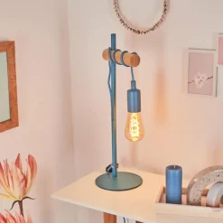 Lampes Vintages & Rétros-hofstein Lampe de table Picmy Bleu, Écru, 1 lumière