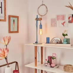 Lampes Vintages & Rétros-hofstein Lampe de table Picmy Bleu, Écru, 1 lumière