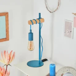 Lampes Vintages & Rétros-hofstein Lampe de table Picmy Bleu, Écru, 1 lumière