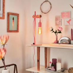 Lampes Vintages & Rétros-hofstein Lampe de table Picmy Écru, Rose, 1 lumière