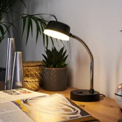 hofstein Lampe de table Pineda LED Chrome, Noir, 1 lumière