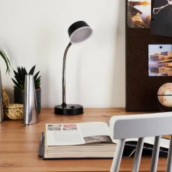 hofstein Lampe de table Pineda LED Chrome, Noir, 1 lumière