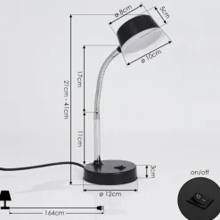 hofstein Lampe de table Pineda LED Chrome, Noir, 1 lumière
