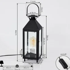 hofstein Lampe de table Raupunga Noir, 1 lumière