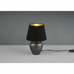 Lampes En Tissu-Luminaires Reality Lampe de table Reality Abby Brun foncé, Nickel mat, 1 lumière