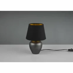 Lampes En Tissu-Luminaires Reality Lampe de table Reality Abby Brun foncé, Nickel mat, 1 lumière