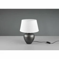 Lampes En Tissu-Luminaires Reality Lampe de table Reality Abby Brun foncé, Nickel mat, 1 lumière