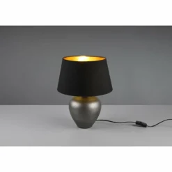 Lampes En Tissu-Luminaires Reality Lampe de table Reality Abby Brun foncé, Nickel mat, 1 lumière