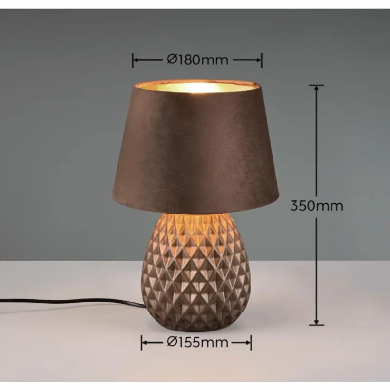 Lampes En Tissu-Luminaires Reality Lampe de table Reality ARIANA Brun, 1 lumière