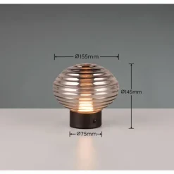 Suspension Verre Fumé-Luminaires Reality Lampe de table Reality EARL LED Noir, 1 lumière