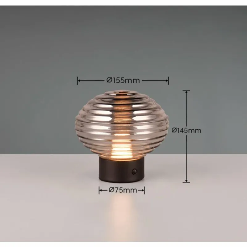 Suspension Verre Fumé-Luminaires Reality Lampe de table Reality EARL LED Noir, 1 lumière