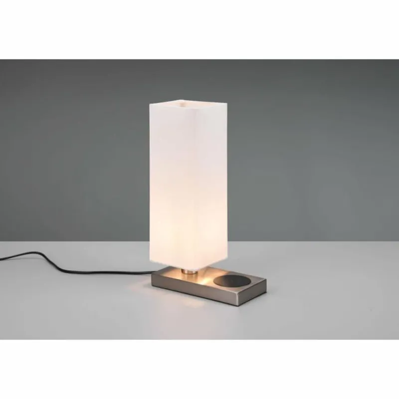 Lampes En Tissu-Luminaires Reality Lampe de table Reality Haley Nickel mat, 1 lumière