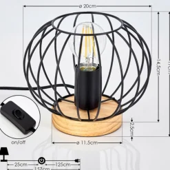 hofstein Lampe de table Refresco Bois foncé, Noir, 1 lumière