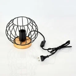 hofstein Lampe de table Refresco Bois foncé, Noir, 1 lumière