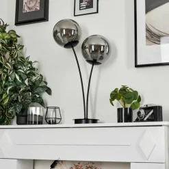 Suspension Verre Fumé-hofstein Lampe de table Salamonde Noir, 2 lumières