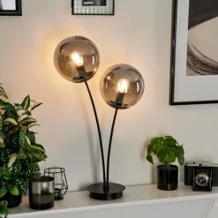 Suspension Verre Fumé-hofstein Lampe de table Salamonde Noir, 2 lumières