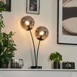 Suspension Verre Fumé-hofstein Lampe de table Salamonde Noir, 2 lumières