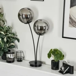 Suspension Verre Fumé-hofstein Lampe de table Salamonde Noir, 2 lumières