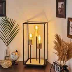 Lampes Vintages & Rétros-hofstein Lampe de table Salla Bois clair, Noir, 3 lumières