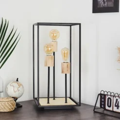 Lampes Vintages & Rétros-hofstein Lampe de table Salla Bois clair, Noir, 3 lumières