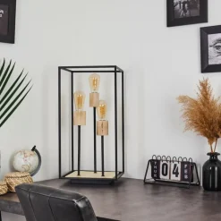 Lampes Vintages & Rétros-hofstein Lampe de table Salla Bois clair, Noir, 3 lumières