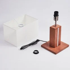 Lampes En Tissu-hofstein Lampe de table Sangineto Bois foncé, Nickel mat, Blanc, 2 lumières