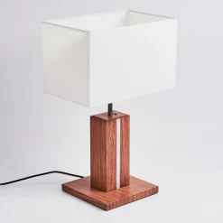 Lampes En Tissu-hofstein Lampe de table Sangineto Bois foncé, Nickel mat, Blanc, 2 lumières