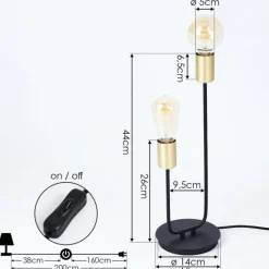 Lampes Dorées-hofstein Lampe de table Sattons Noir, 2 lumières