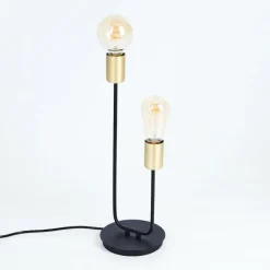 Lampes Dorées-hofstein Lampe de table Sattons Noir, 2 lumières