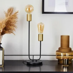 Lampes Dorées-hofstein Lampe de table Sattons Noir, 2 lumières