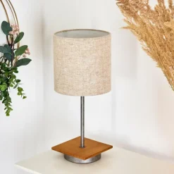 Lampes En Tissu-hofstein Lampe de table Shiburg Bois foncé, Argenté, 1 lumière